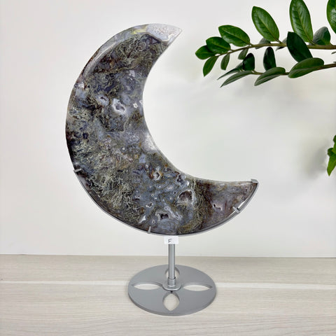 Midnight Moss Agate Crescent - Kenna's Crystals