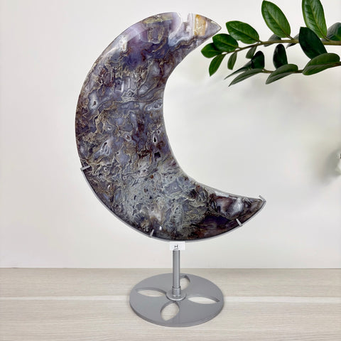 Midnight Moss Agate Crescent - Kenna's Crystals
