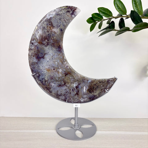 Midnight Moss Agate Crescent - Kenna's Crystals