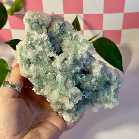 Mint-Green Fluorite With Calcite Specimen - Kenna's Crystals