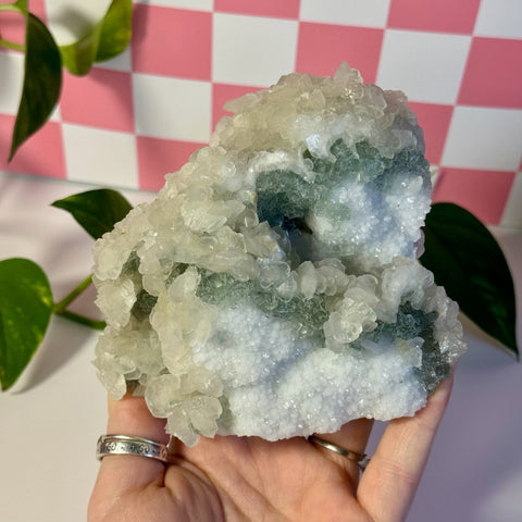 Mint-Green Fluorite With Calcite Specimen - Kenna's Crystals