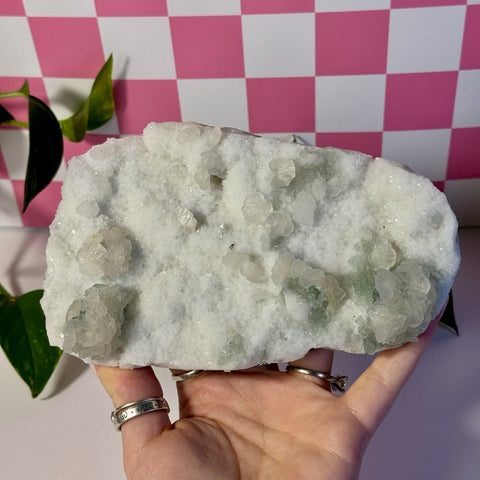 Mint-Green Fluorite With Calcite Specimen - Kenna's Crystals