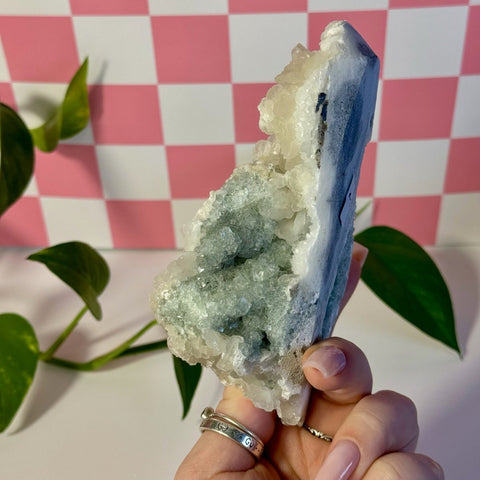 Mint-Green Fluorite With Calcite Specimen - Kenna's Crystals