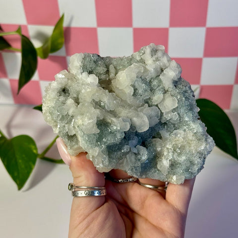 Mint-Green Fluorite With Calcite Specimen - Kenna's Crystals