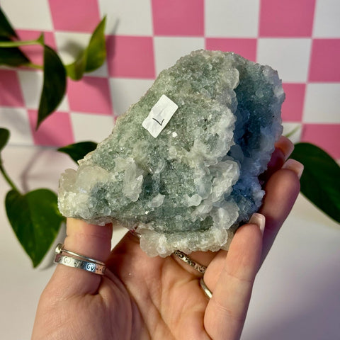 Mint-Green Fluorite With Calcite Specimen - Kenna's Crystals