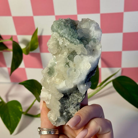 Mint-Green Fluorite With Calcite Specimen - Kenna's Crystals