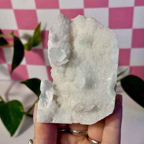 Mint-Green Fluorite With Calcite Specimen - Kenna's Crystals