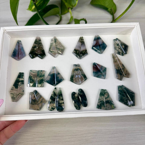 Moss Agate Cabachon Pair 66 7 - Kenna's Crystals from TikTok