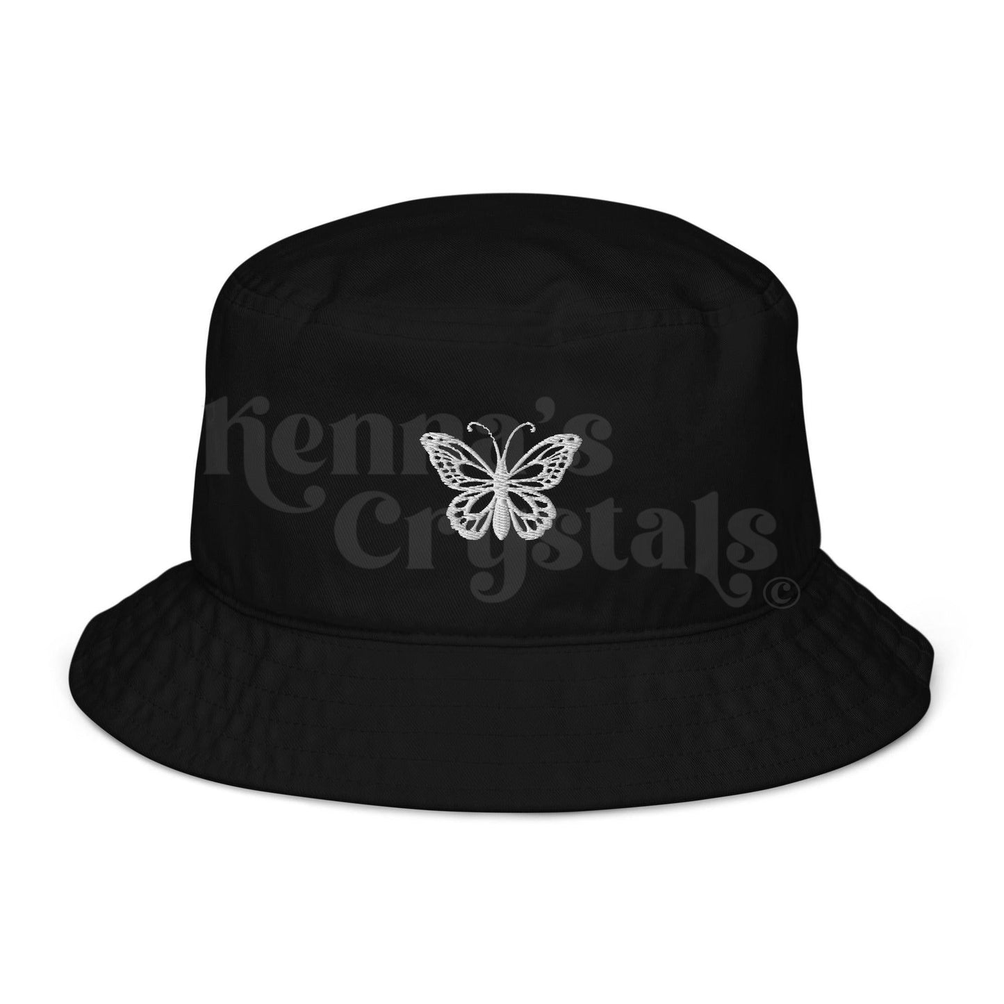 Organic Bucket Hat Embroidered Butterfly