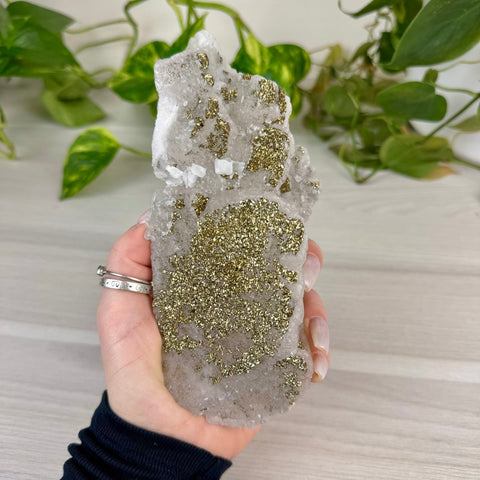 Pink Calcite with Glitter Pyrite Specimen 775 1 - Kenna's Crystals from TikTok