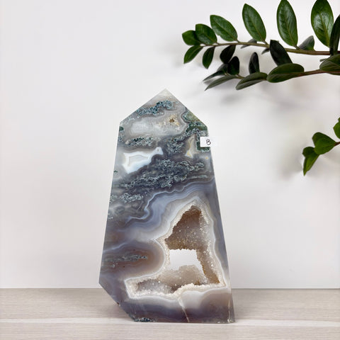 Spooky Statement Moss Agate Tower - Kenna's Crystals