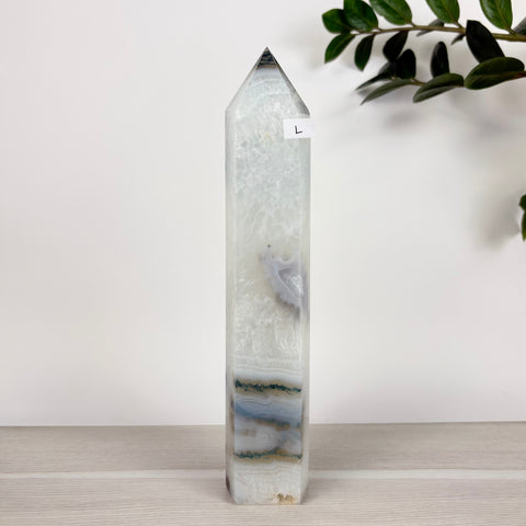 Spooky Statement Moss Agate Tower - Kenna's Crystals