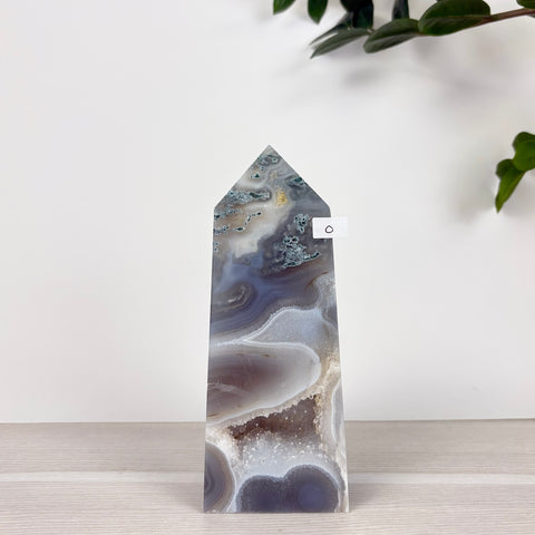 Spooky Statement Moss Agate Tower - Kenna's Crystals