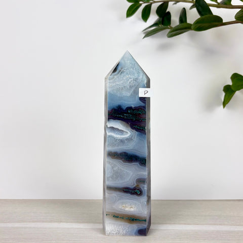 Spooky Statement Moss Agate Tower - Kenna's Crystals
