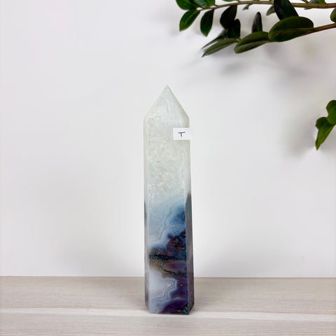 Spooky Statement Moss Agate Tower - Kenna's Crystals