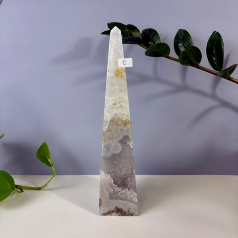 Statement Druzy Agate Obelisk - Kenna's Crystals