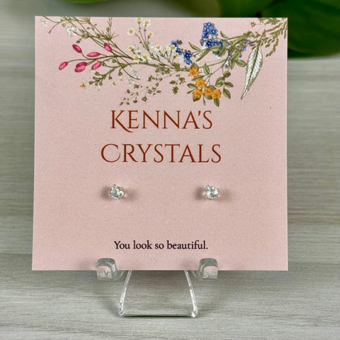 Sterling Silver Birth Stone Stud Earrings June - Rainbow Moonstone 1 - Kenna's Crystals from TikTok