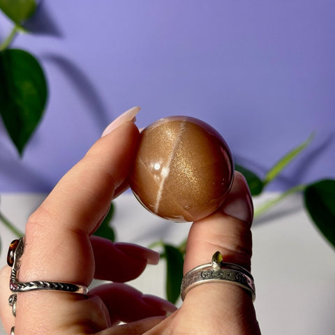 Sunstone In Peach Moonstone Sphere 44 2 - Kenna's Crystals from TikTok
