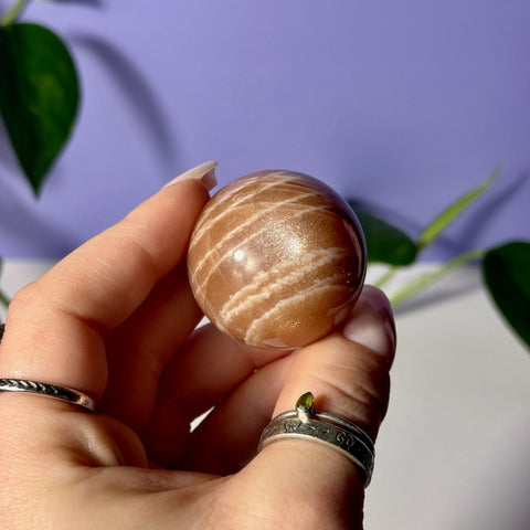 Sunstone In Peach Moonstone Sphere 66 4 - Kenna's Crystals from TikTok