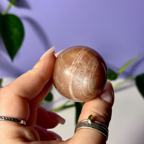 Sunstone In Peach Moonstone Sphere 77 5 - Kenna's Crystals from TikTok