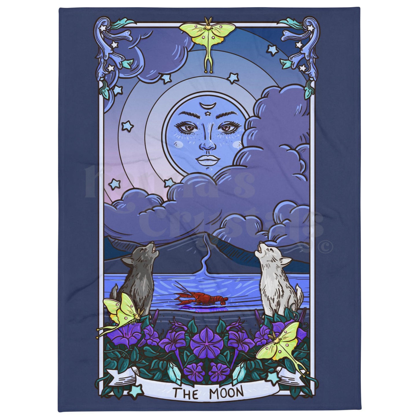 The Moon Tarot Card XL Blanket (60" x 80")