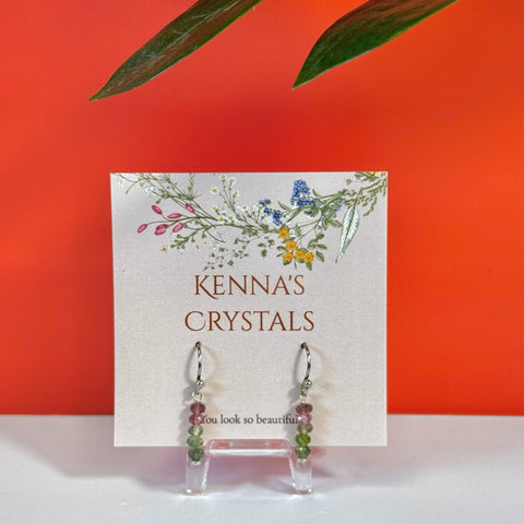 Watermelon Tourmaline Earrings - Kenna's Crystals