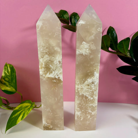 White Feather Agate Tower - Kenna's Crystals
