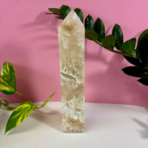 White Feather Agate Tower - Kenna's Crystals