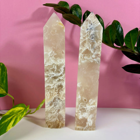 White Feather Agate Tower - Kenna's Crystals