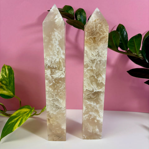 White Feather Agate Tower - Kenna's Crystals
