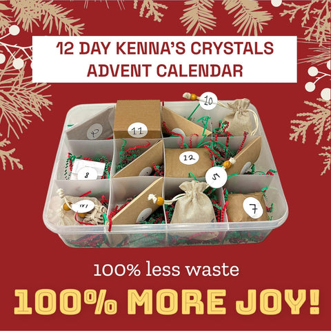Holiday advent calendar with eco friendly packaging from Kenna's Crystals official website