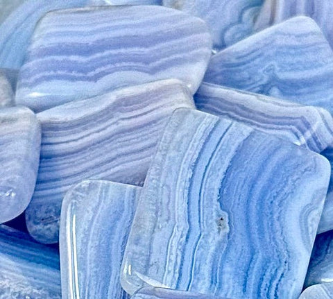 Blue lace agate slabs in the Carvings, Slabs & Palm Stones collection by Kenna's Crystals from TikTok