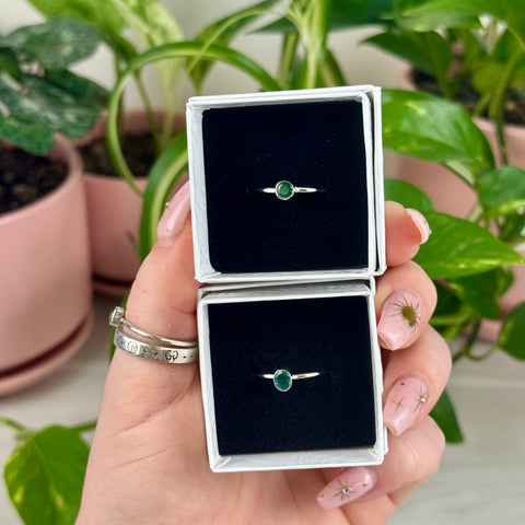 Sterling Silver Stackable Emerald Ring