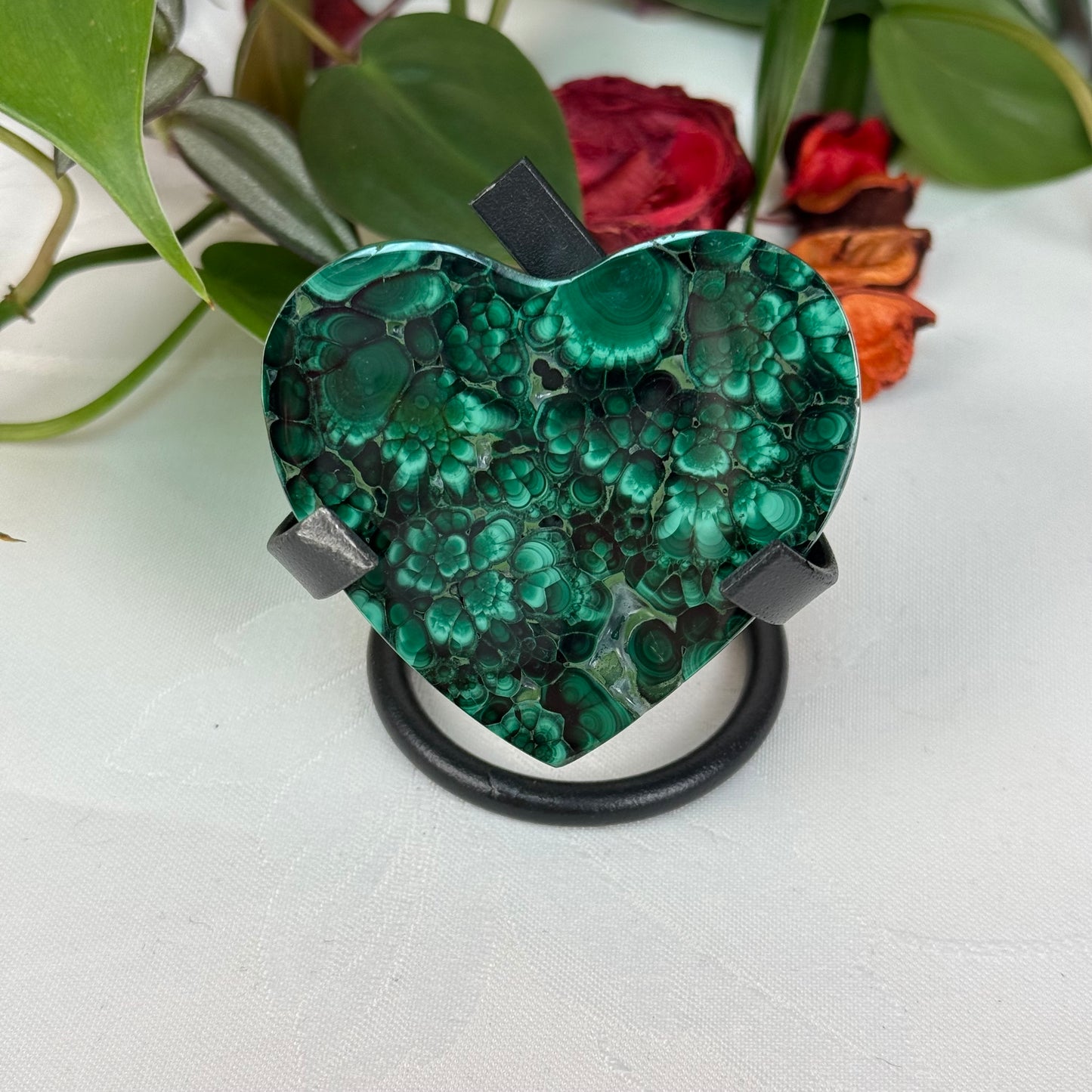 Velvet Flower Malachite Love Heart