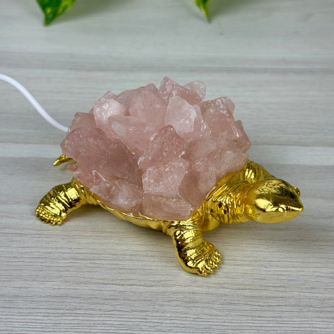 Turtle Lamp - Rose Quartz