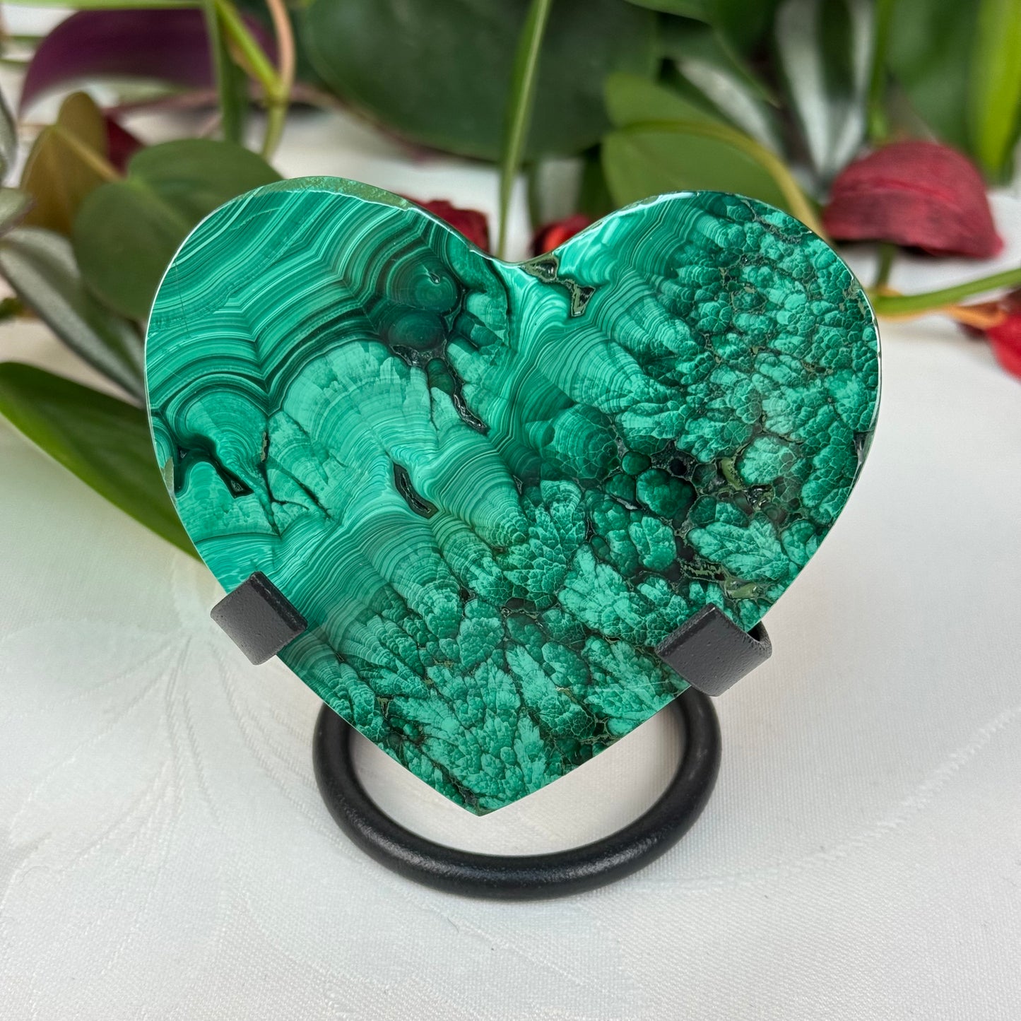 Velvet Flower Malachite Love Heart