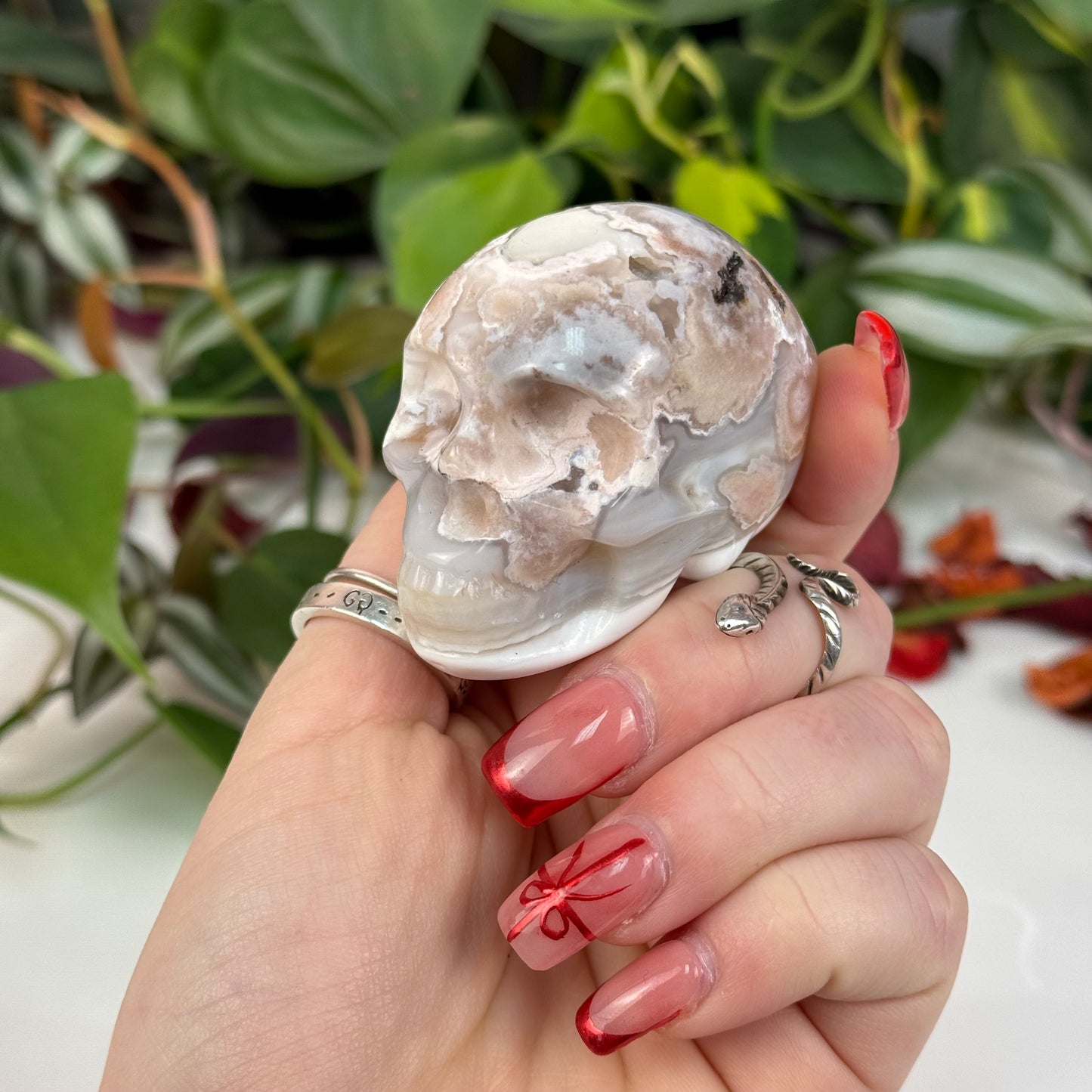 Flower Agate Skull