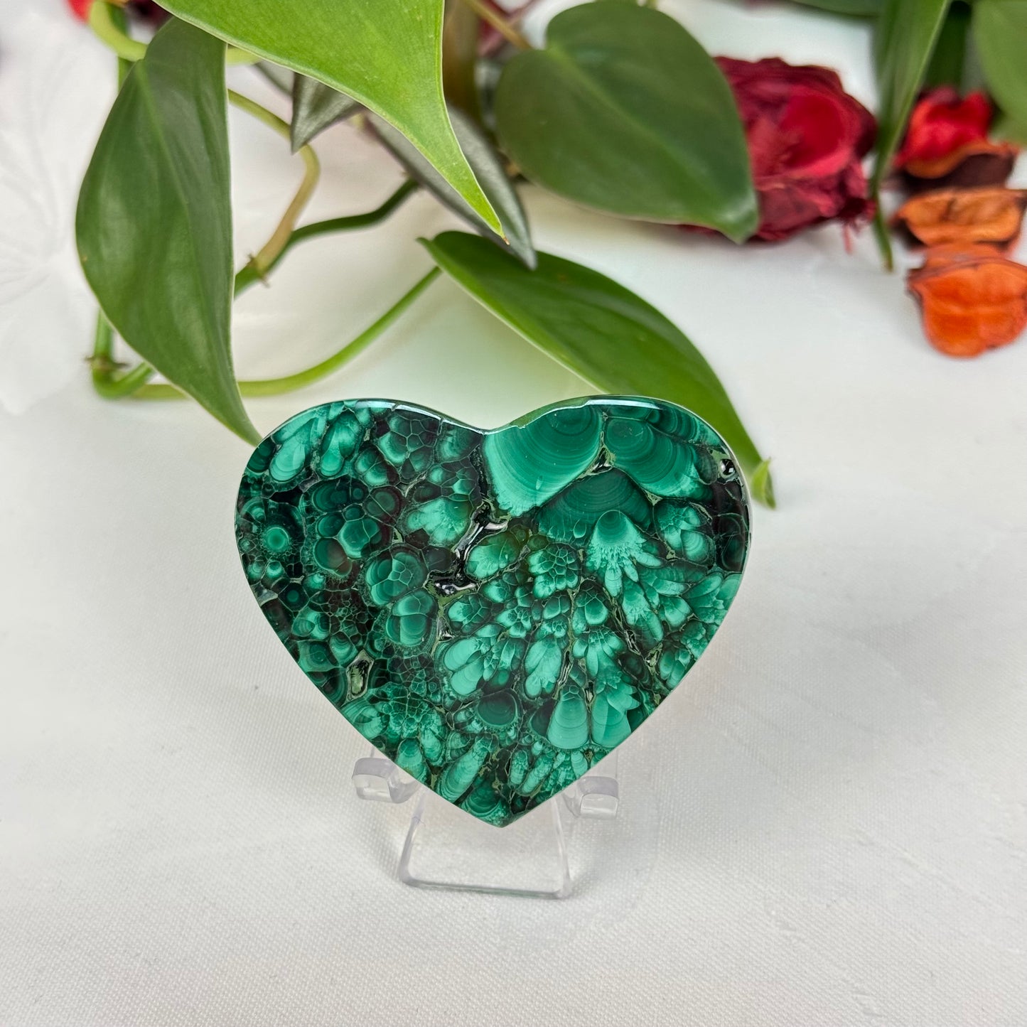 Velvet Flower Malachite Love Heart