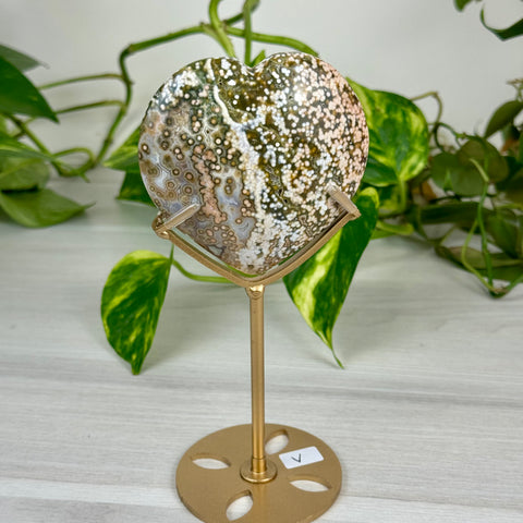 Ocean Jasper Heart (W/ Custom Stand)