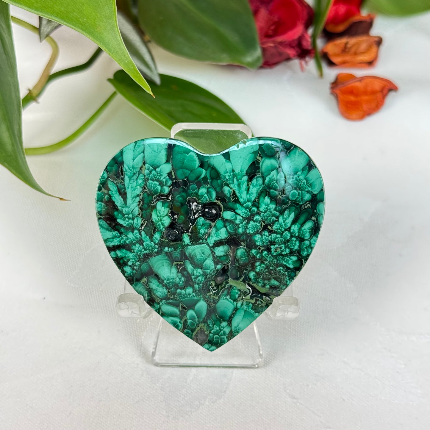 Velvet Flower Malachite Love Heart