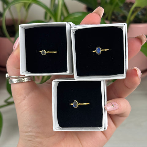 Gold Vermeil Faceted Labradorite Stackable Ring
