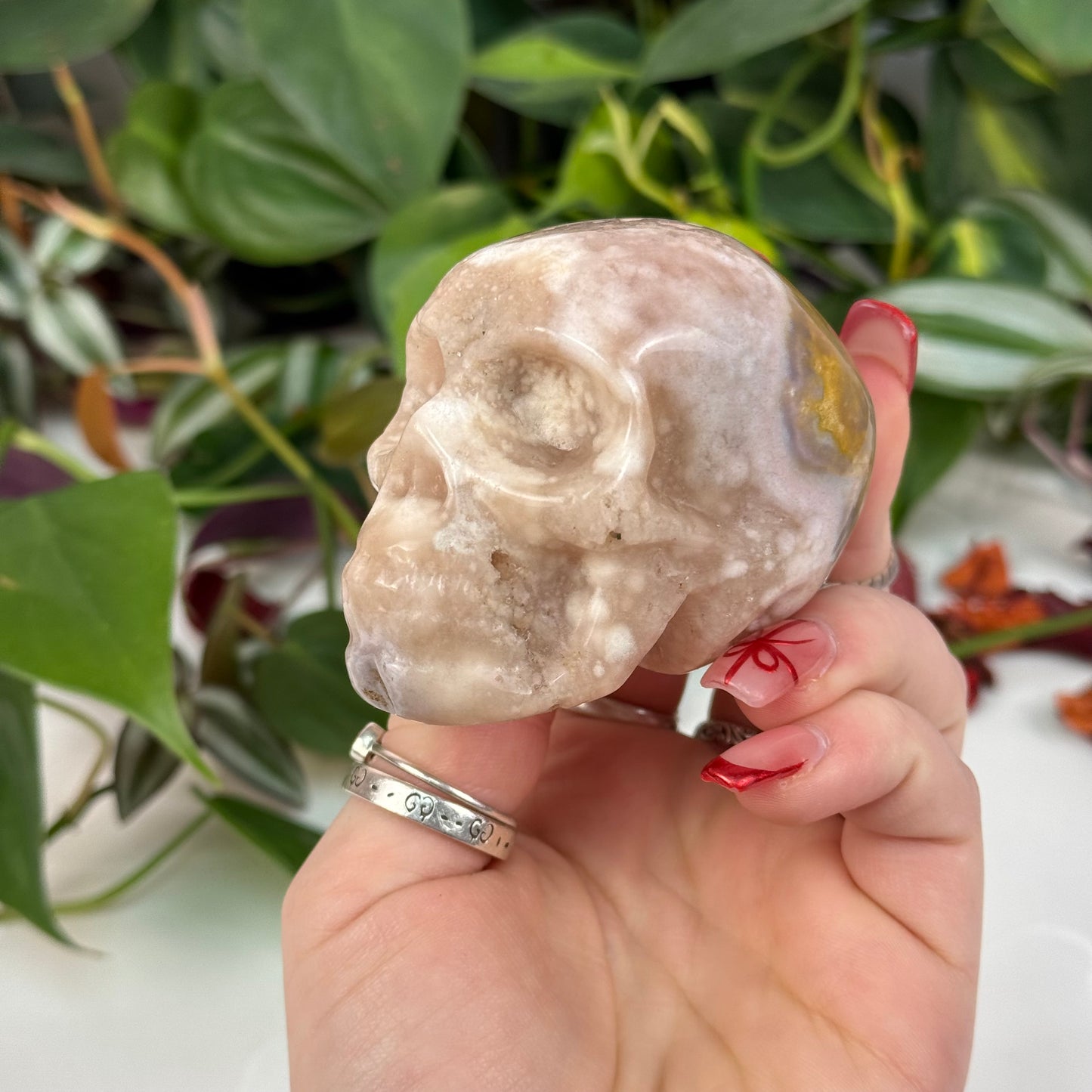 Flower Agate Skull