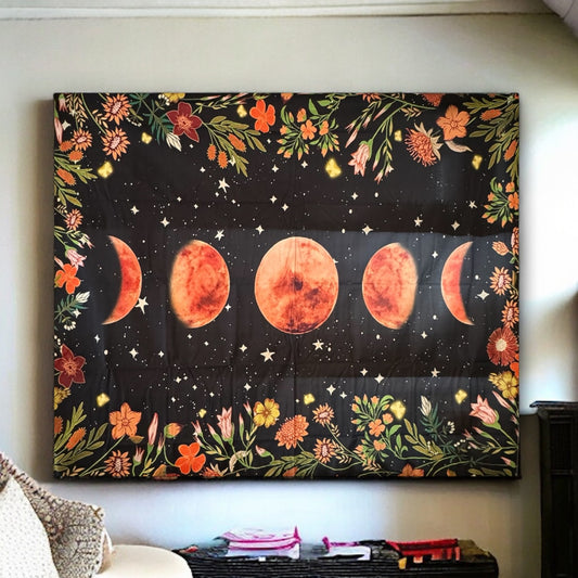 Floral Moon Phase Tapestry