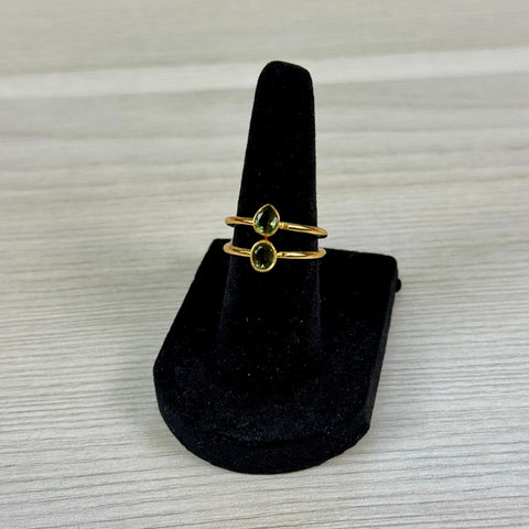 Gold Vermeil Faceted Moldavite Ring