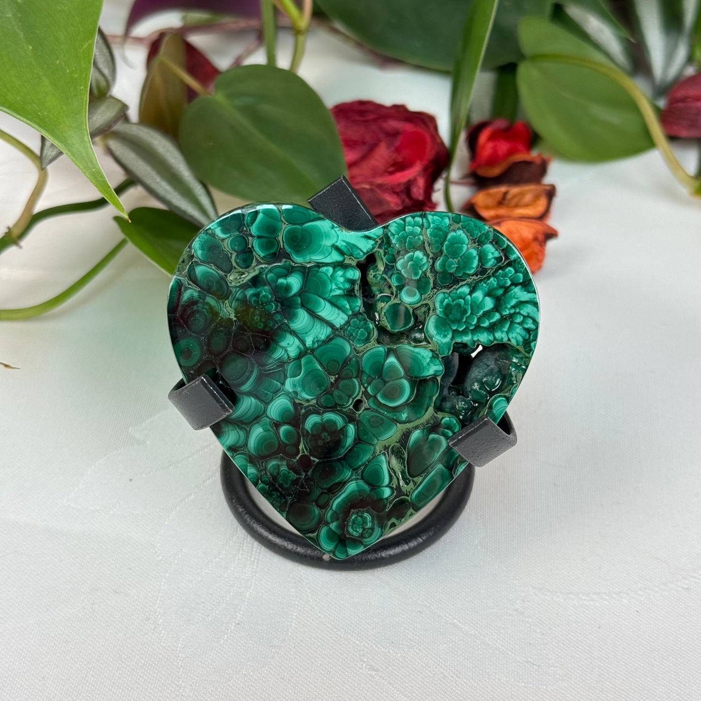 Velvet Flower Malachite Love Heart