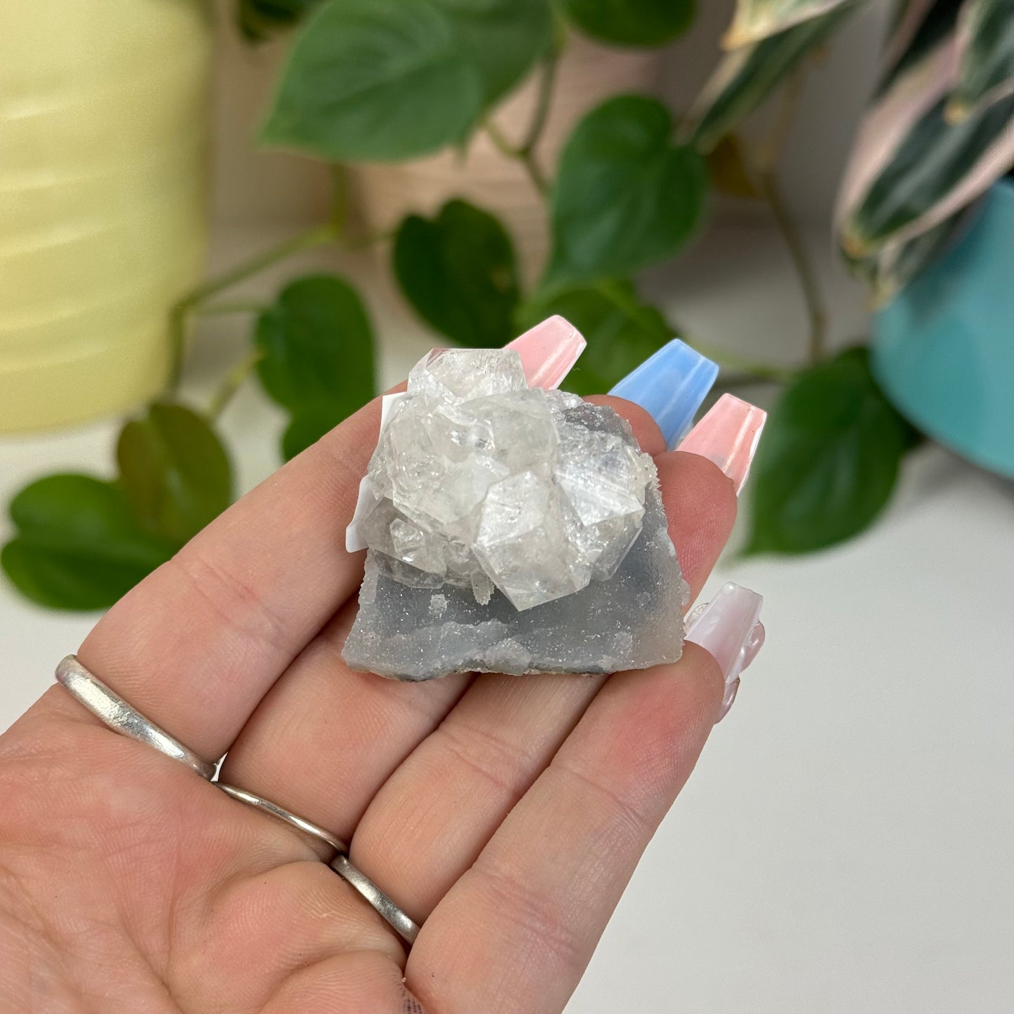 Apophyllite On Sky-Blue Chalcedony