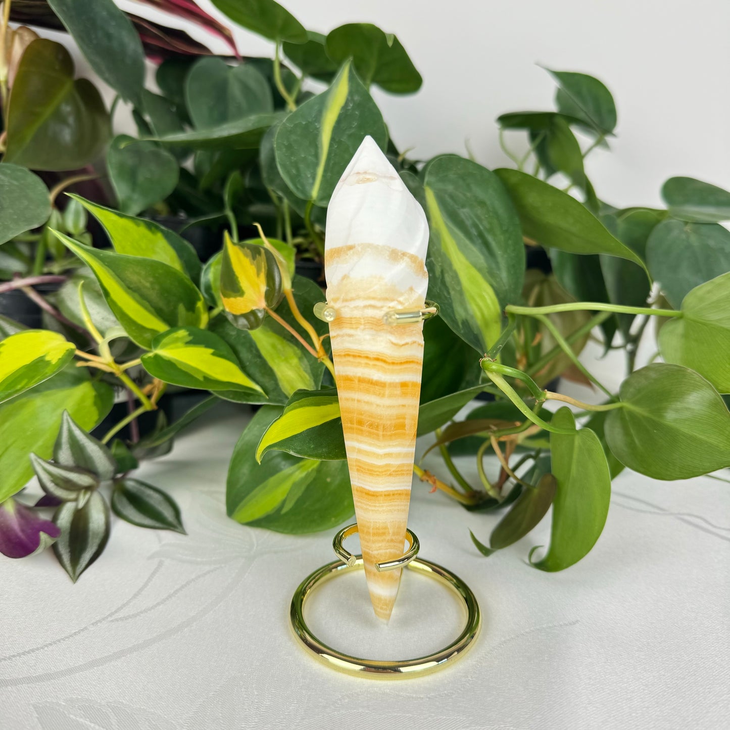 Orange Calcite Ice Cream Cone (W/ Stand)