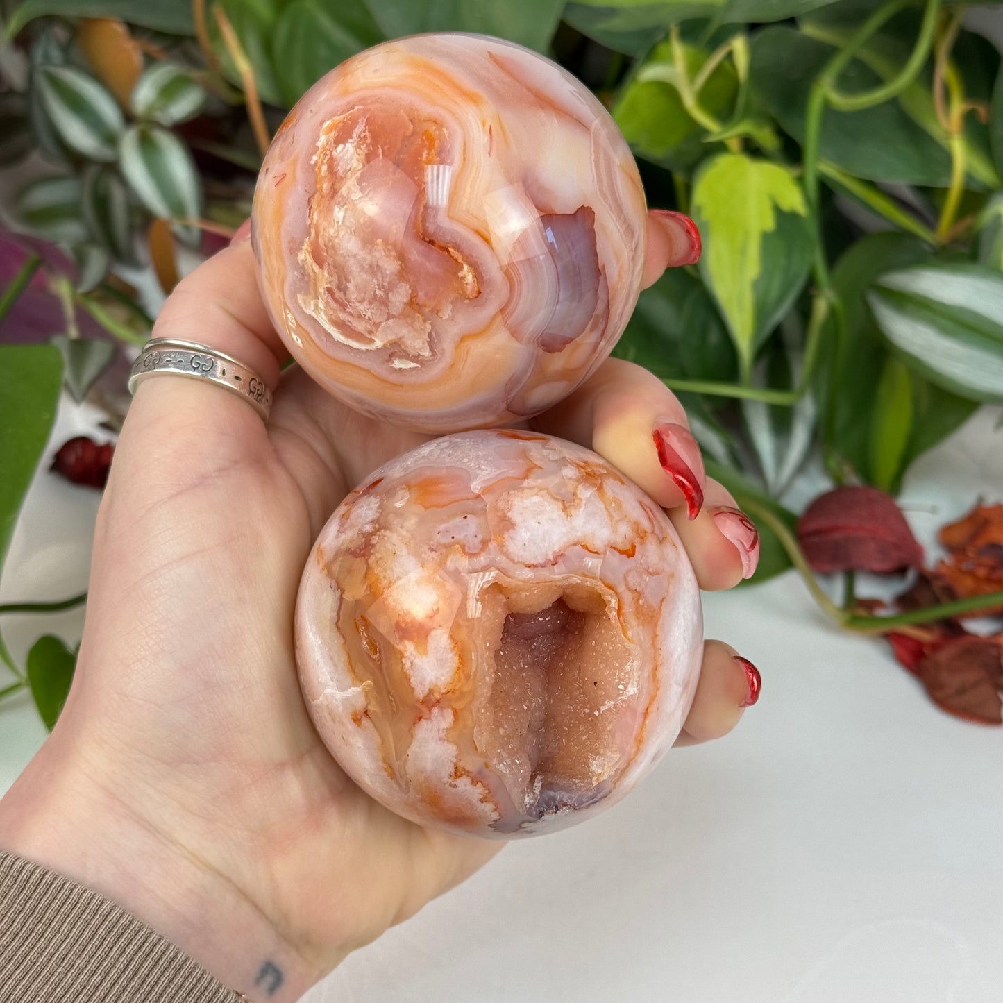 Cherry Blossom Agate Sphere