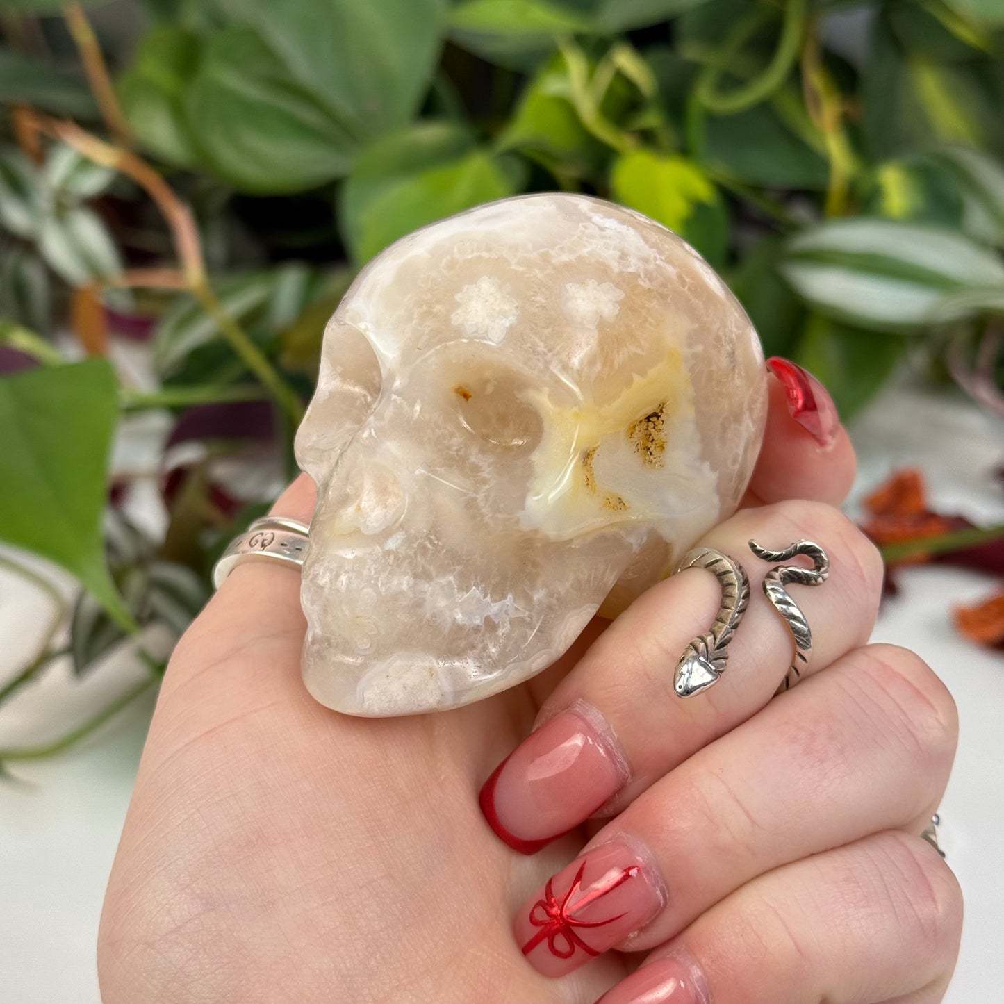 Flower Agate Skull