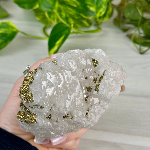 Pink Calcite with Glitter Pyrite Specimen (UV Reactive)